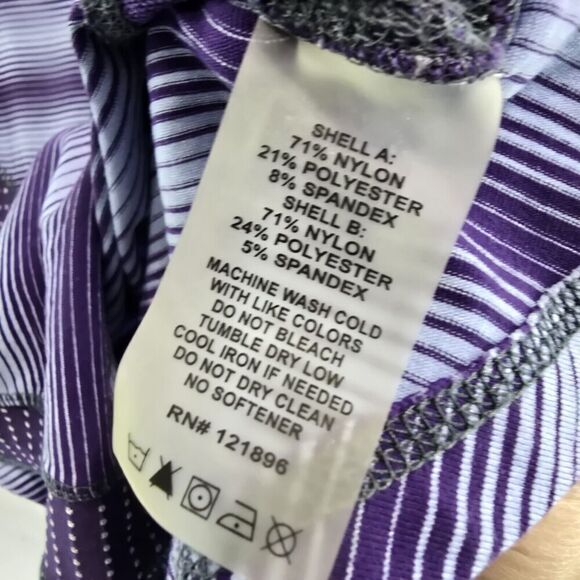 Title Nine Shirt Womens XS Blue Purple Striped Short Sleeve Tee T Runner Scoop - Picture 9 of 10